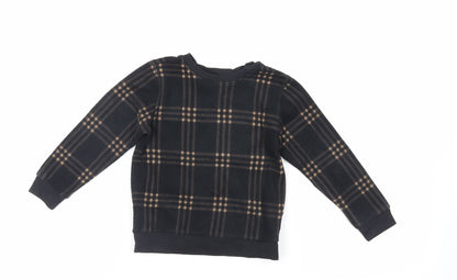 NEXT Boys Black Plaid Polyester Pullover Sweatshirt Size 4 Years Pullover