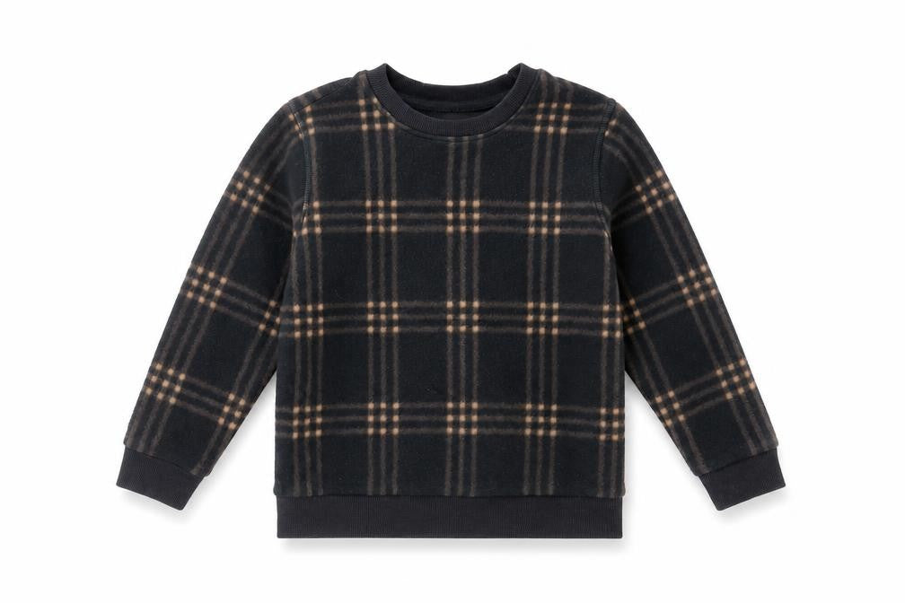 NEXT Boys Black Plaid Polyester Pullover Sweatshirt Size 4 Years Pullover