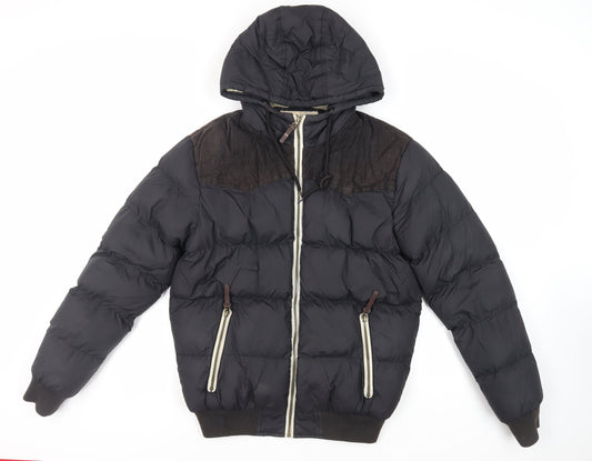 Mens UK Size S Brave Soul Black Puffer Jacket