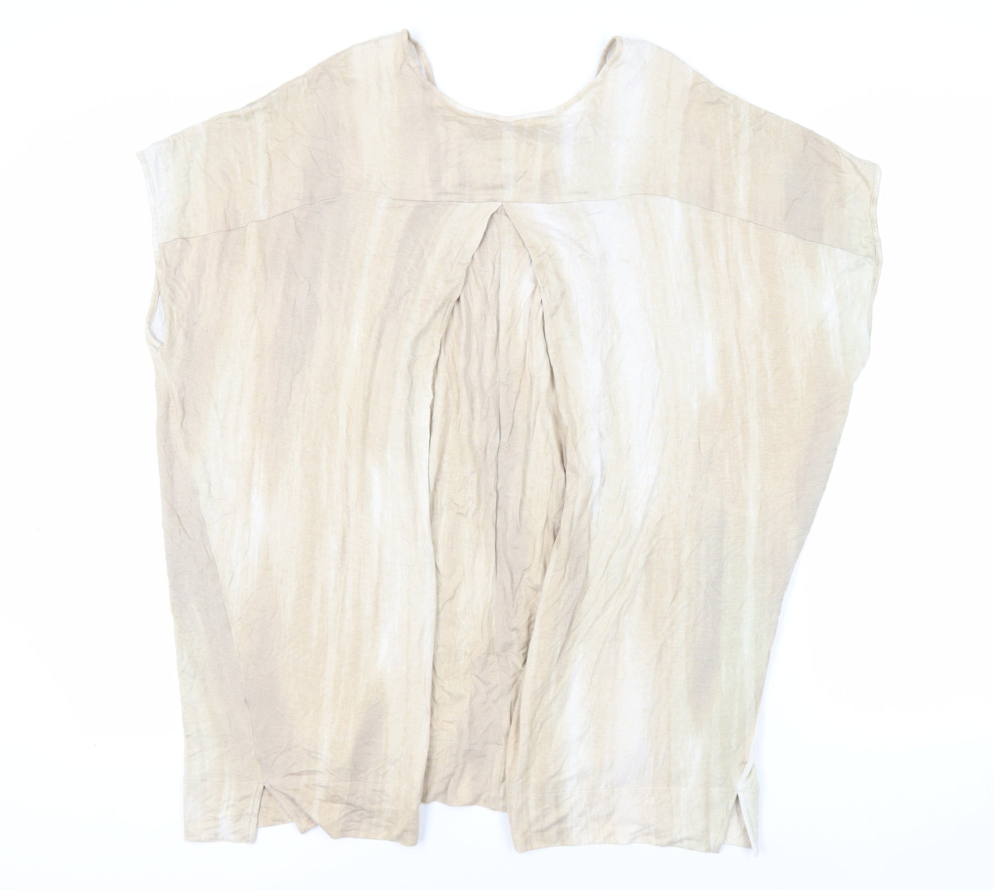 Lisa Rinna Womens Beige Geometric Viscose Tunic Blouse Size M Boat Neck - Neckline Detail