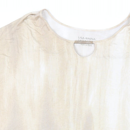 Lisa Rinna Womens Beige Geometric Viscose Tunic Blouse Size M Boat Neck - Neckline Detail