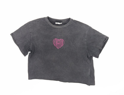 Womens UK Size 6 Topshop Grey Basic T-Shirt