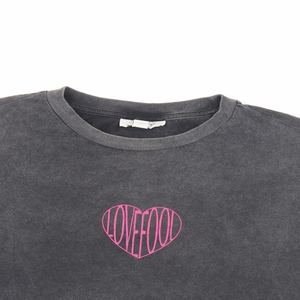 Womens UK Size 6 Topshop Grey Basic T-Shirt