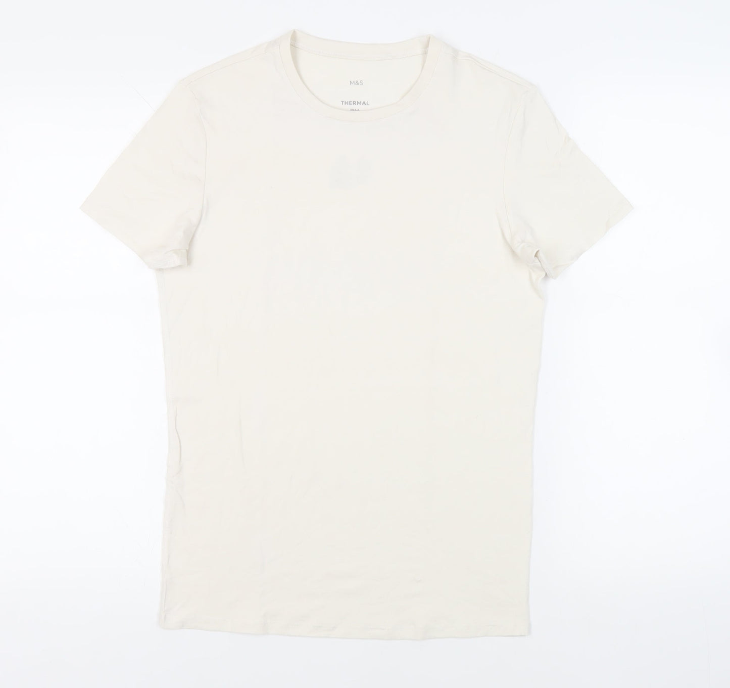 Marks and Spencer Mens Ivory Acrylic T-Shirt Size S Crew Neck - Thermal