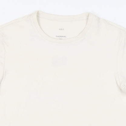 Marks and Spencer Mens Ivory Acrylic T-Shirt Size S Crew Neck - Thermal