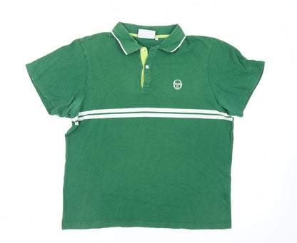 Sergio Tacchini Womens Green Cotton Basic Polo Size XL Collared - Logo