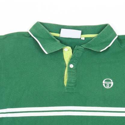 Sergio Tacchini Womens Green Cotton Basic Polo Size XL Collared - Logo