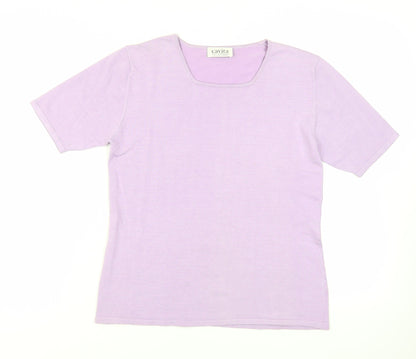 Cavita Womens Purple Viscose Basic T-Shirt Size M Square Neck