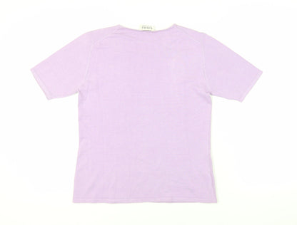 Cavita Womens Purple Viscose Basic T-Shirt Size M Square Neck