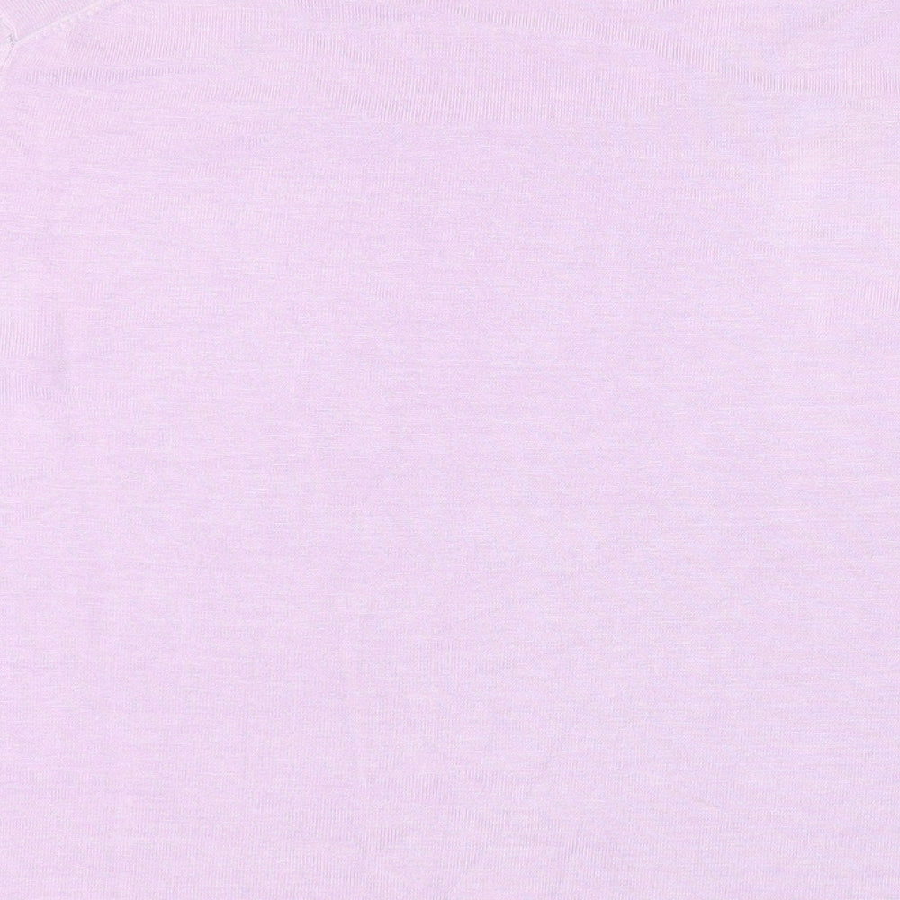 Cavita Womens Purple Viscose Basic T-Shirt Size M Square Neck