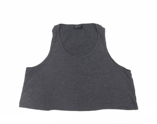 Womens UK Size 16 Topshop Grey Cropped Tank