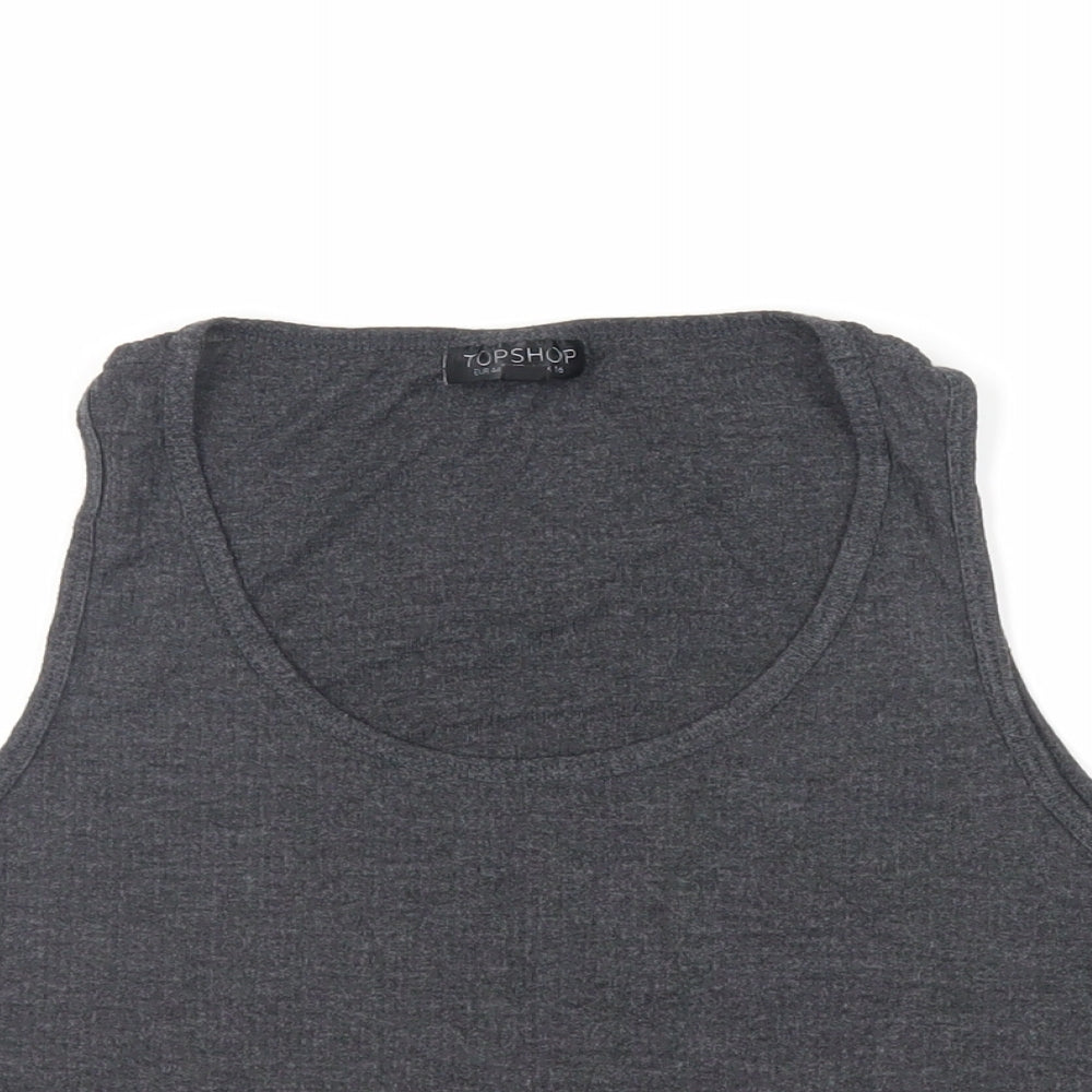 Womens UK Size 16 Topshop Grey Cropped Tank