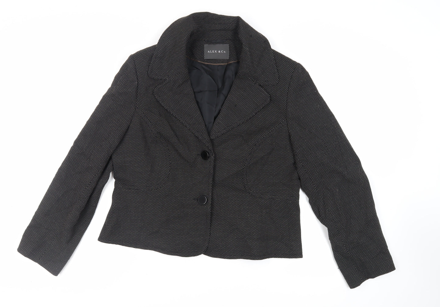 Alex & Co Womens Black Polka Dot Jacket Blazer Size 16 Button