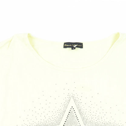 Frank Usher Womens Yellow Cotton Tunic T-Shirt Size L Boat Neck - Studded