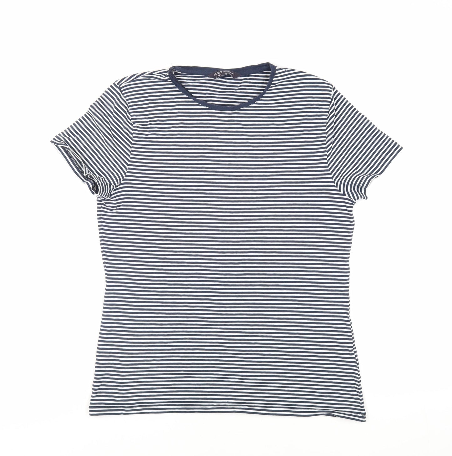 Womens UK Size 14 Marks and Spencer Blue Basic T-Shirt