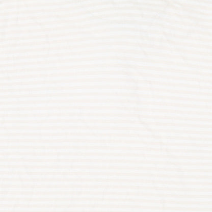 Trench Mens Beige Striped Cotton Polo Size L Collared Button