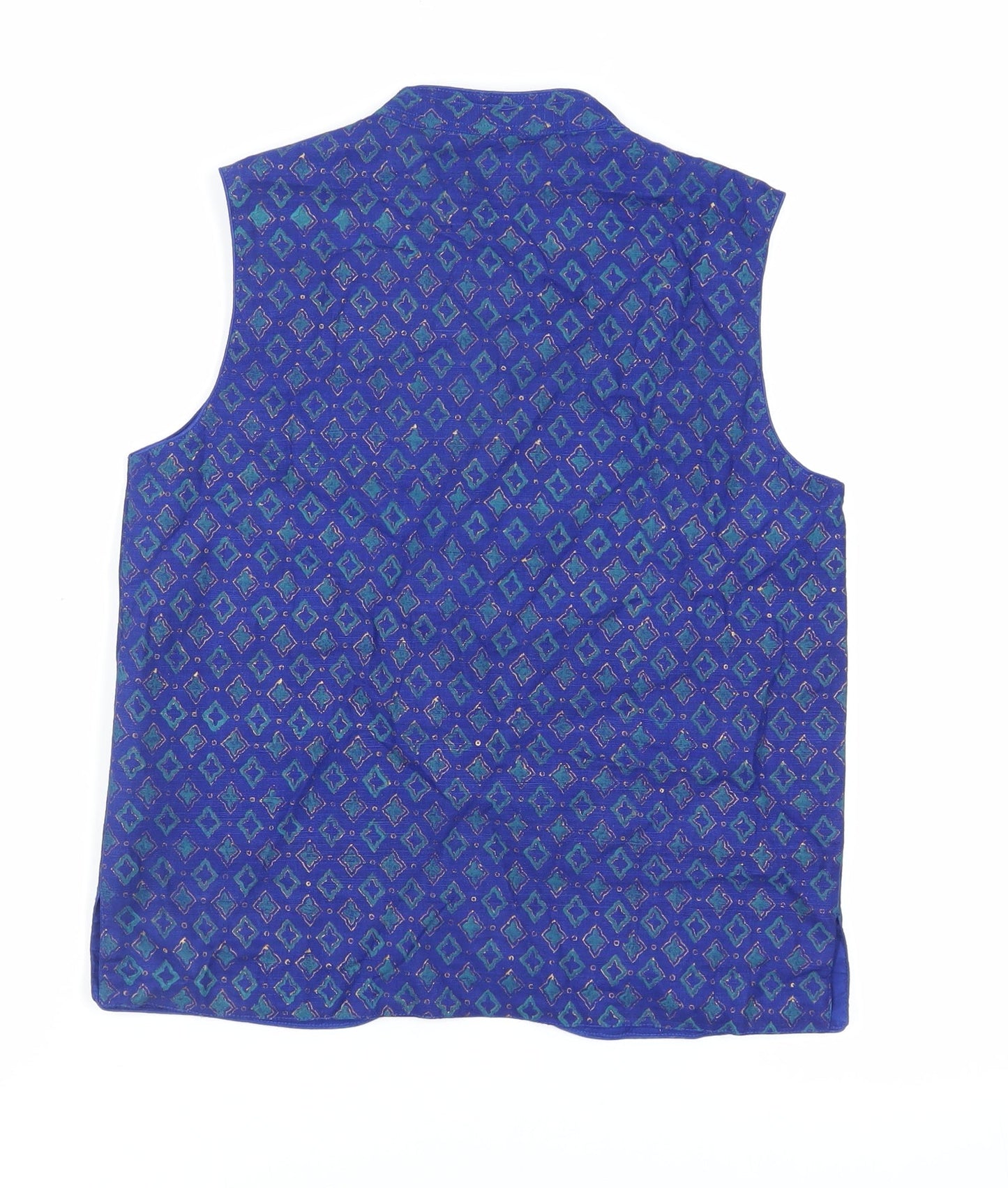 Fabindia Boys Blue Geometric Jacket Waistcoat Size 10-11 Years Button