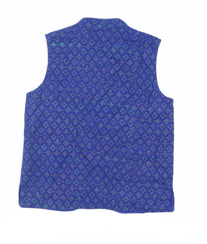 Fabindia Boys Blue Geometric Jacket Waistcoat Size 10-11 Years Button
