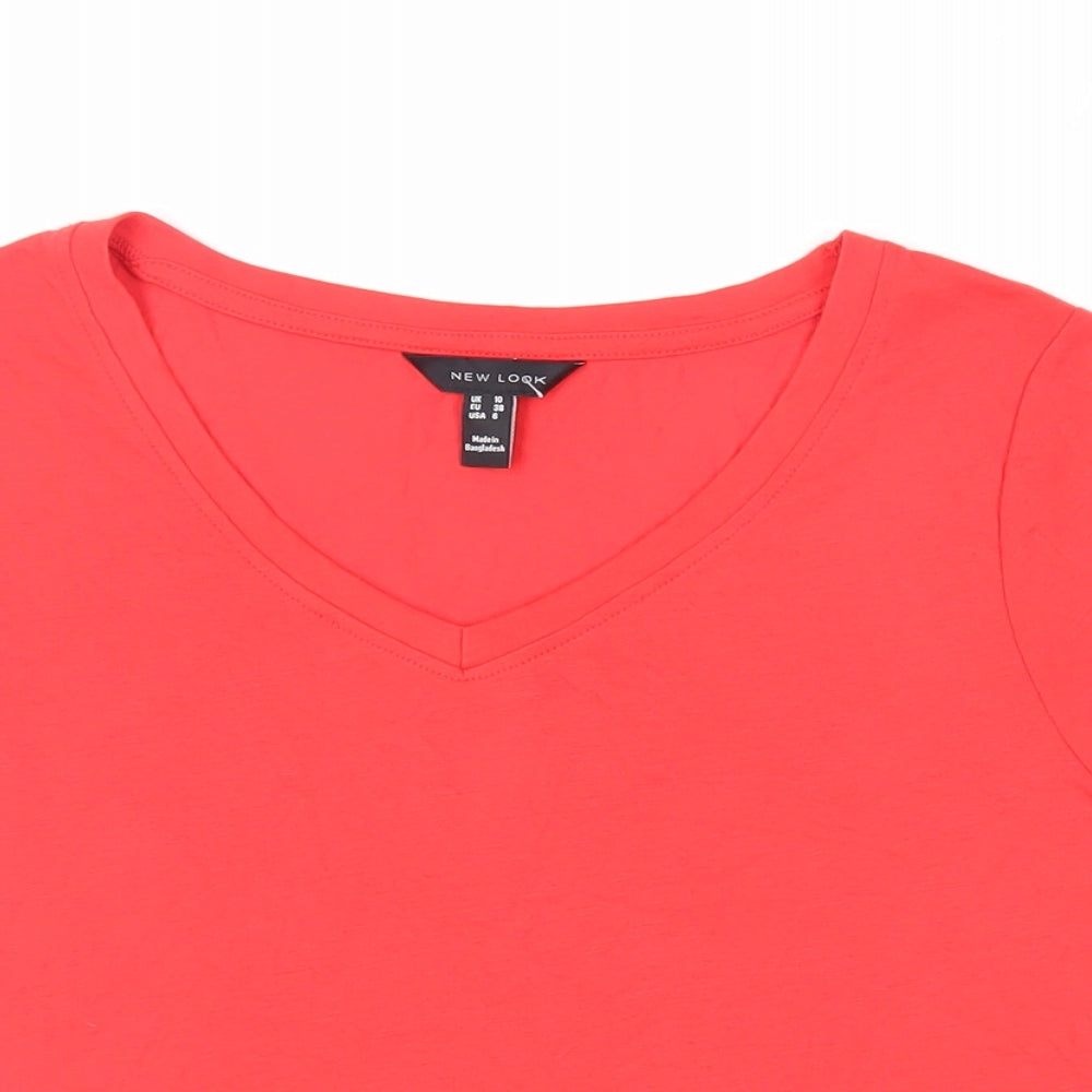 Womens UK Size 10 New Look Red Basic T-Shirt