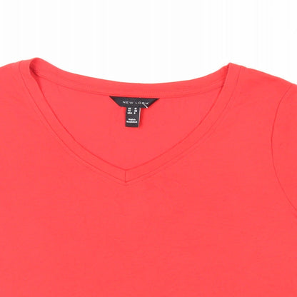 Womens UK Size 10 New Look Red Basic T-Shirt