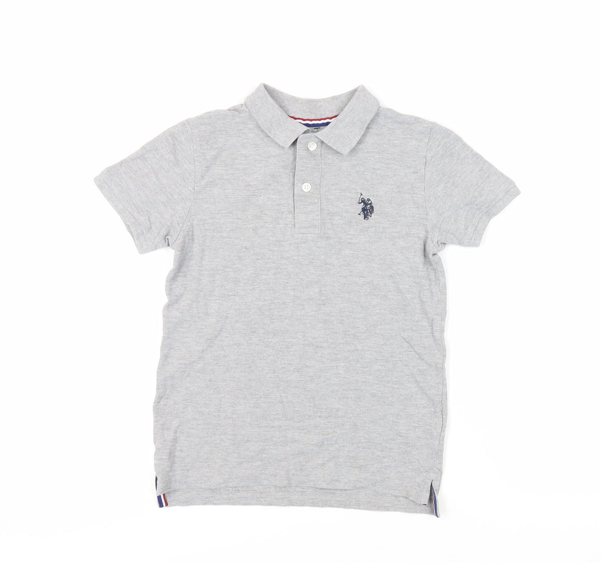 U.S. Polo Assn. Boys Grey Cotton Basic Polo Size 8-9 Years Collared Button - Logo