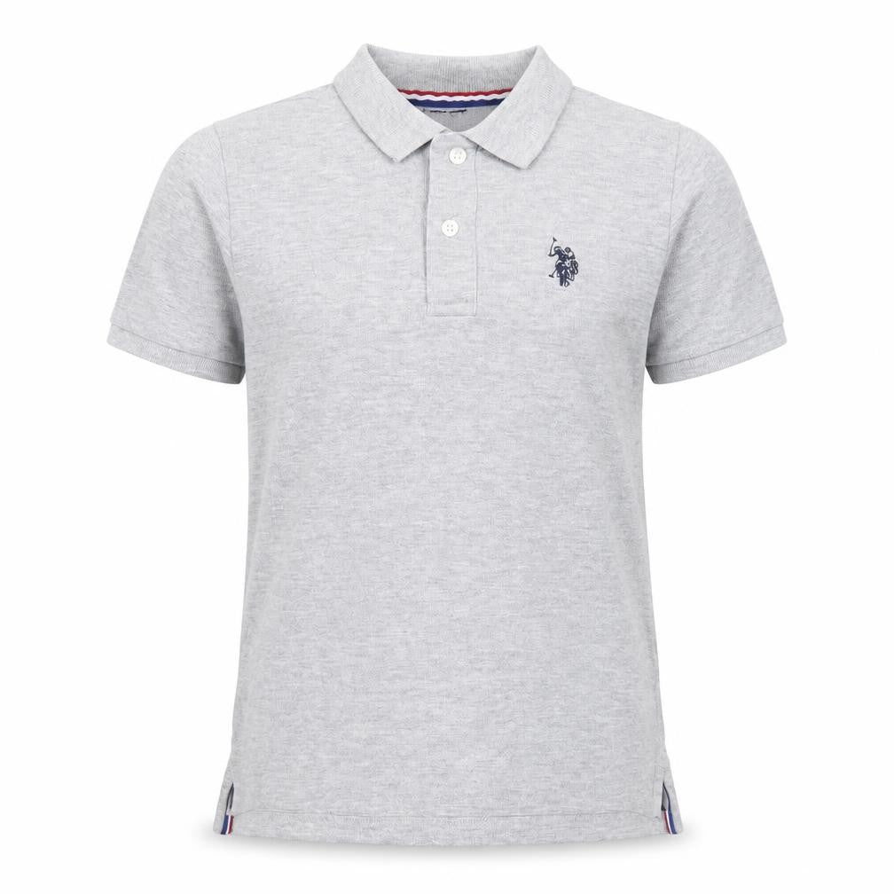 U.S. Polo Assn. Boys Grey Cotton Basic Polo Size 8-9 Years Collared Button - Logo