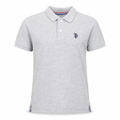 U.S. Polo Assn. Boys Grey Cotton Basic Polo Size 8-9 Years Collared Button - Logo