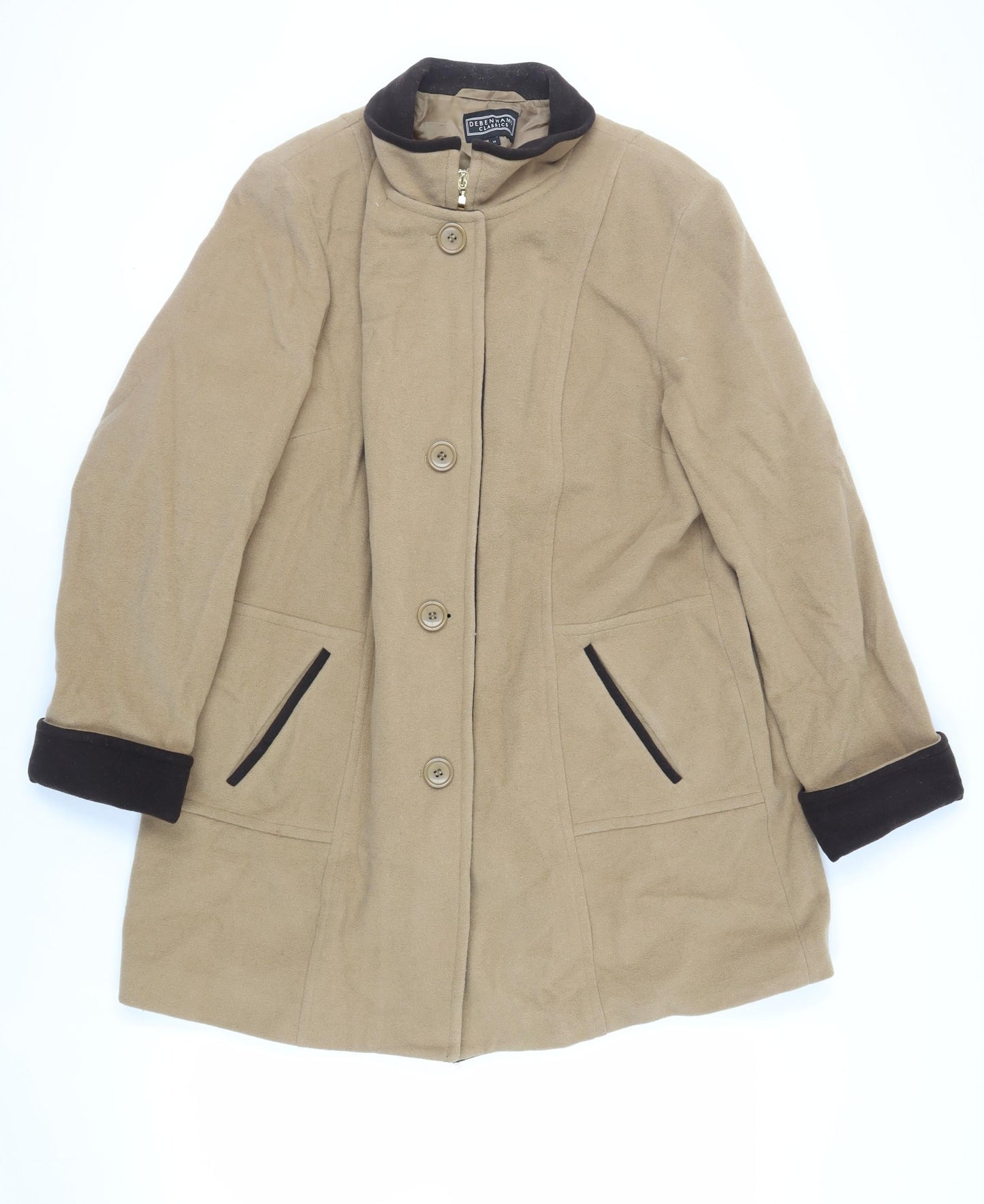 Womens UK Size 18 Debenhams Beige Overcoat