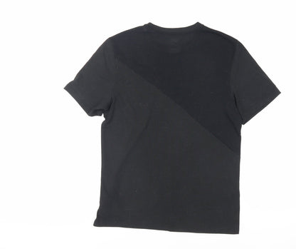 Reebok Mens Black Polyester T-Shirt Size S Crew Neck - Logo