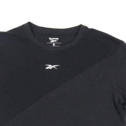 Reebok Mens Black Polyester T-Shirt Size S Crew Neck - Logo