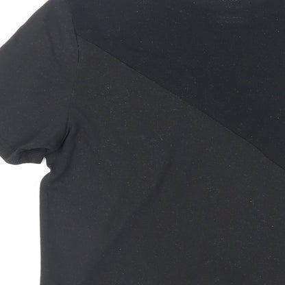 Reebok Mens Black Polyester T-Shirt Size S Crew Neck - Logo