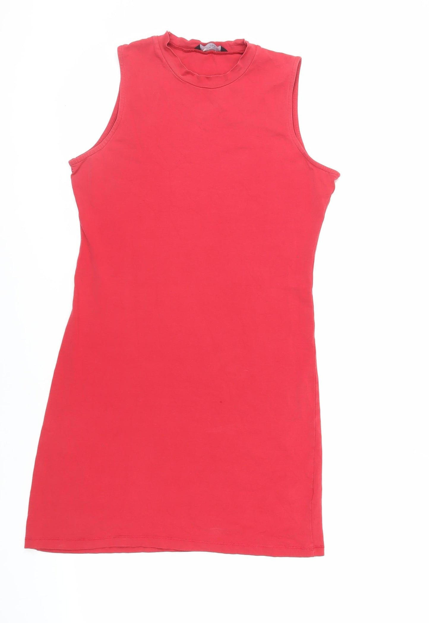 Dorothy Perkins Womens Red Cotton T-Shirt Dress Size 14 Crew Neck Pullover