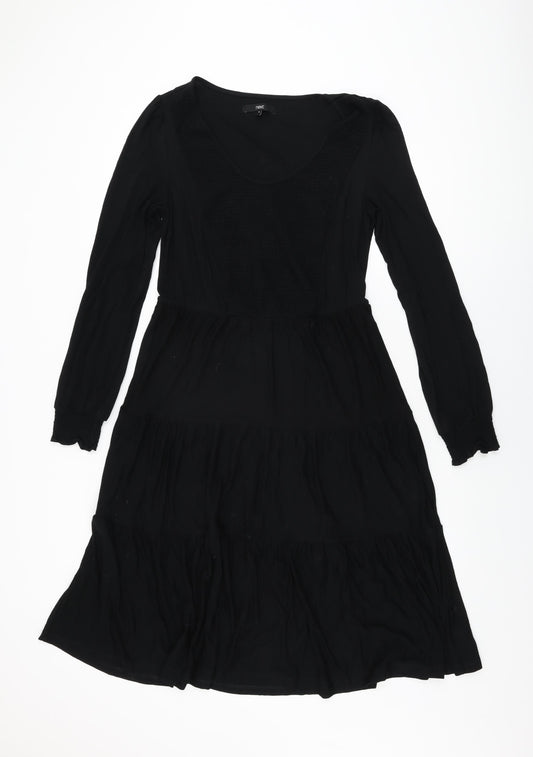 NEXT Womens Black Viscose Shift Size 10 Scoop Neck Pullover