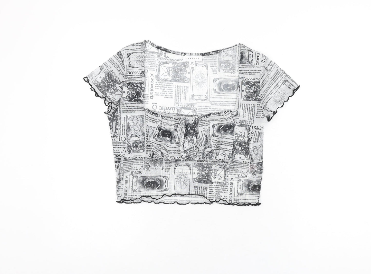 Womens UK Size 10 Topshop White Cropped T-Shirt