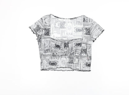 Womens UK Size 10 Topshop White Cropped T-Shirt