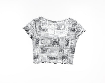Womens UK Size 10 Topshop White Cropped T-Shirt