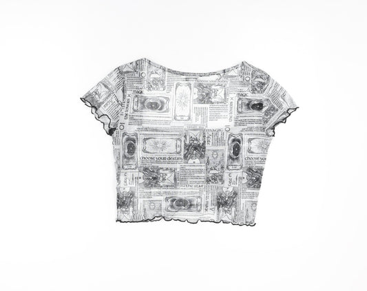 Womens UK Size 10 Topshop White Cropped T-Shirt