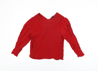 Womens UK Size S Bershka Red Basic T-Shirt