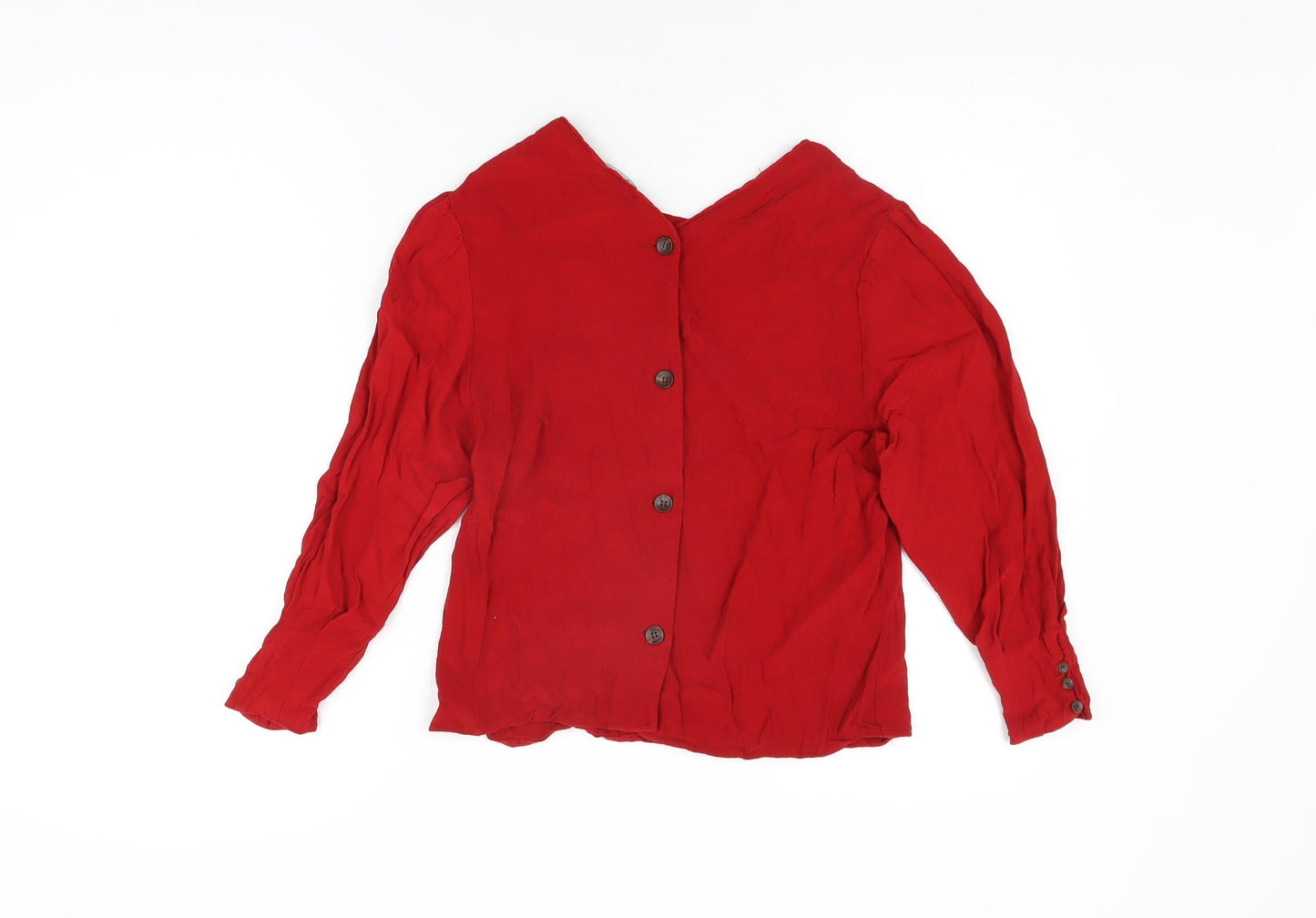 Womens UK Size S Bershka Red Basic T-Shirt