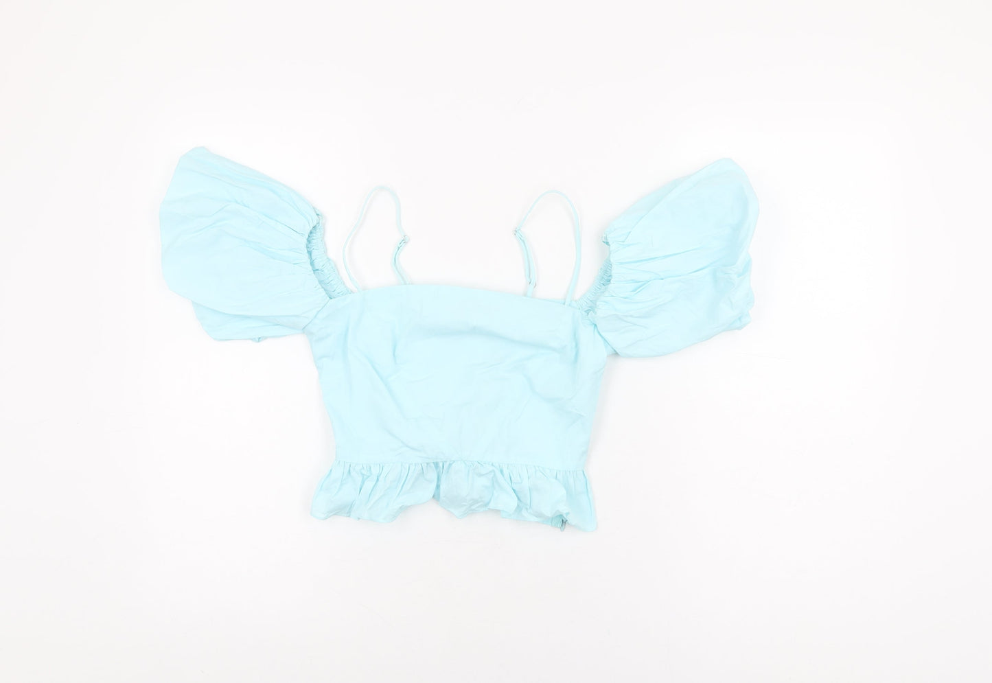 Womens UK Size XS Zara Blue Cropped T-Shirt