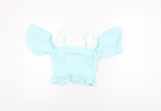 Womens UK Size XS Zara Blue Cropped T-Shirt