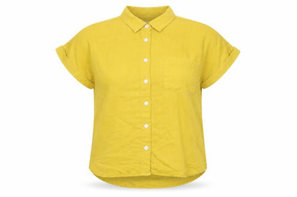 Sneak Peek Womens Yellow Lyocell Basic Button-Up Size S Collared