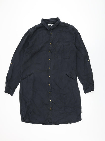 NEXT Womens Black Lyocell Shift Size 10 Collared Button