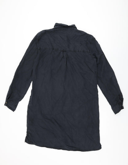 NEXT Womens Black Lyocell Shift Size 10 Collared Button