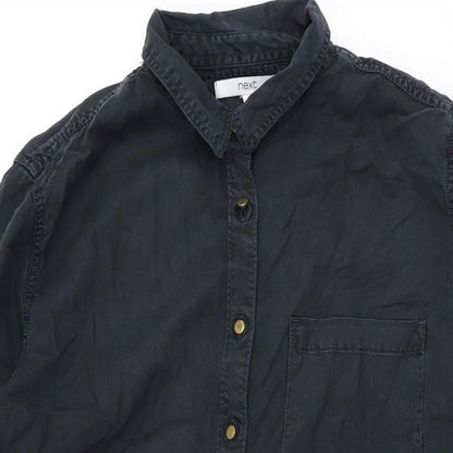 NEXT Womens Black Lyocell Shift Size 10 Collared Button