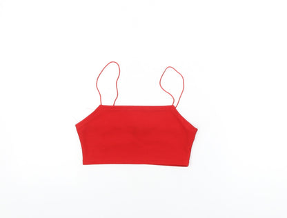 Womens UK Size 6 PRETTYLITTLETHING Red Cropped T-Shirt