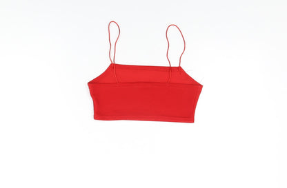 Womens UK Size 6 PRETTYLITTLETHING Red Cropped T-Shirt