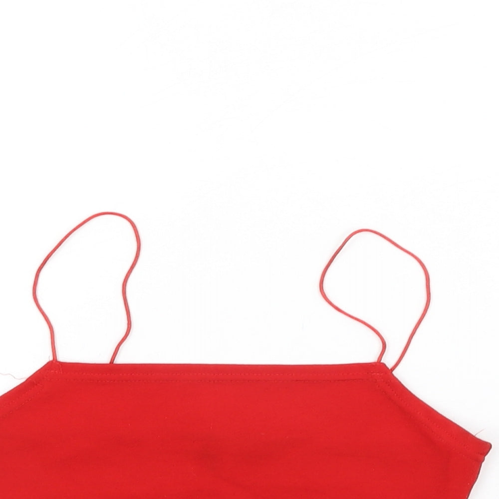 Womens UK Size 6 PRETTYLITTLETHING Red Cropped T-Shirt