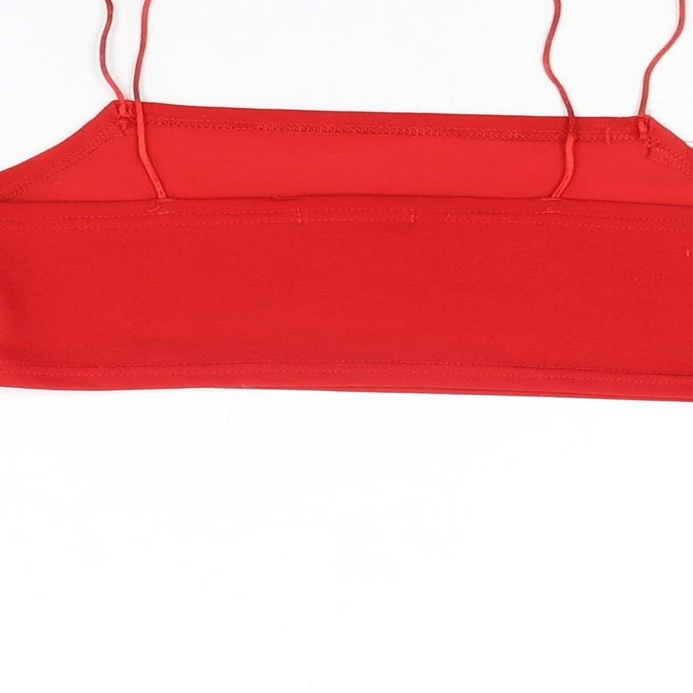 Womens UK Size 6 PRETTYLITTLETHING Red Cropped T-Shirt