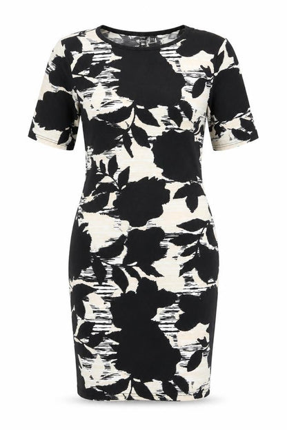 Topshop Womens Black Geometric Polyester Bodycon Size 12 Round Neck Pullover